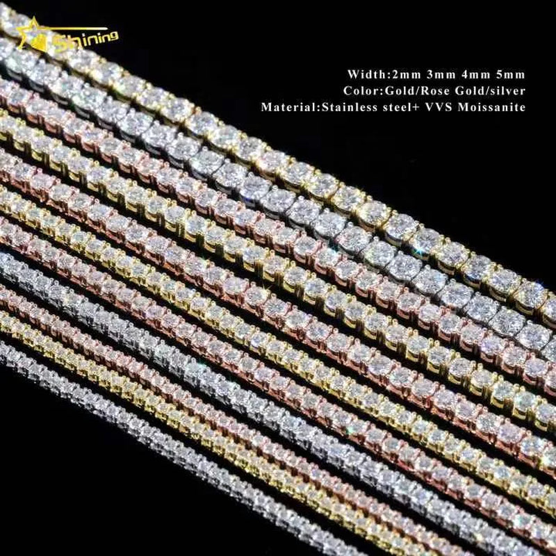 Elevate Your Style with Our Stunning 5mm VVS Moissanite Tennis Chain Necklace - Perfect for Men and Women!
