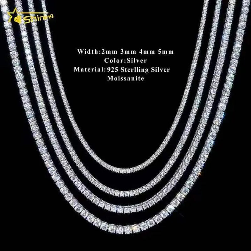 Elevate Your Style with Our Stunning 5mm VVS Moissanite Tennis Chain Necklace - Perfect for Men and Women!