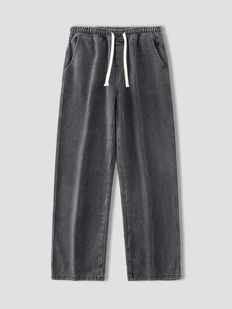 Autumn Korean Fashion Drawstring Y2K Jeans Homme Classic Baggy Straight Wide Leg Pants 2026 New Hip Hop Streetwear Casual Jean