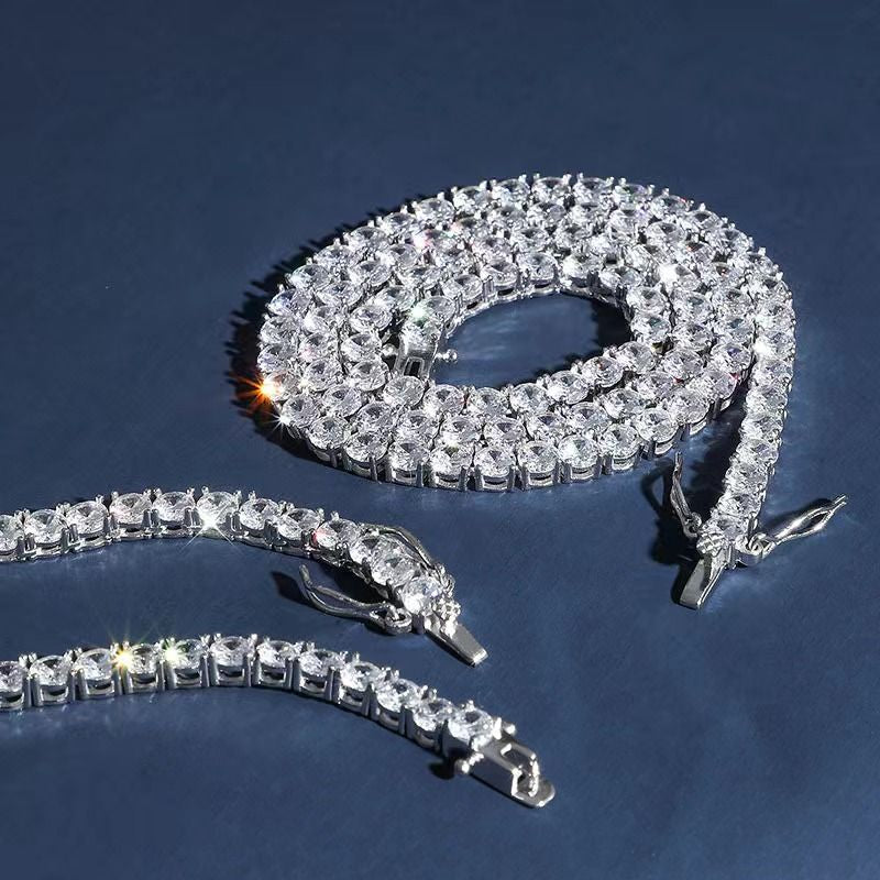 Elevate Your Style with Our Stunning 5mm VVS Moissanite Tennis Chain Necklace - Perfect for Men and Women!