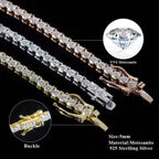 Elevate Your Style with Our Stunning 5mm VVS Moissanite Tennis Chain Necklace - Perfect for Men and Women!