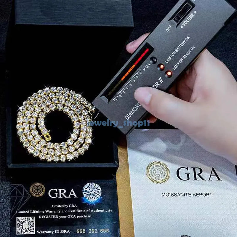 Elevate Your Style with Our Stunning 5mm VVS Moissanite Tennis Chain Necklace - Perfect for Men and Women!