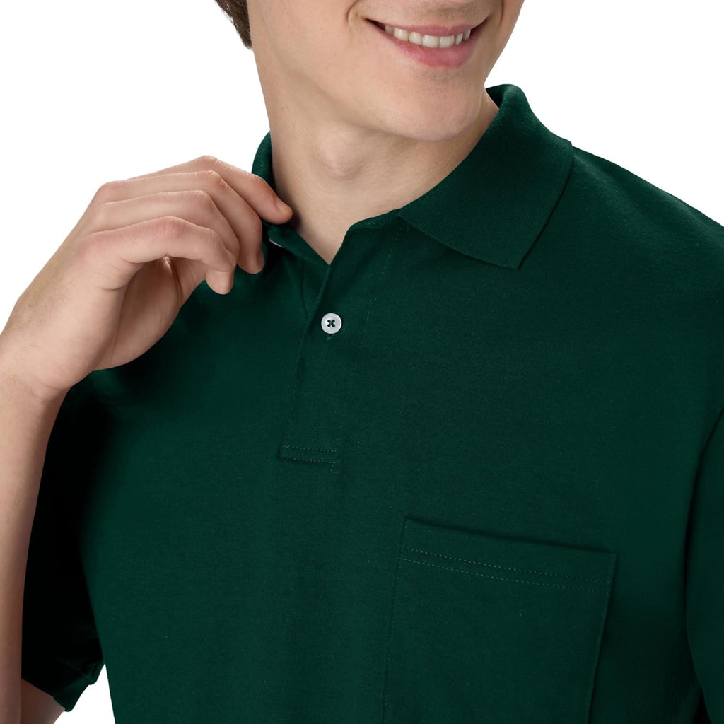 Elevate Your Style with Our Pack of 2 Men's Short Sleeve Jersey Pocket Polos in Deep Forest