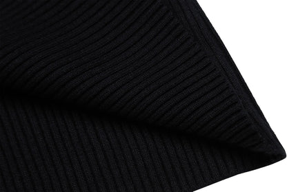Men'S Knitted Ribbed Turtleneck Pullover Sweaters with Patchwork (Black XXL)