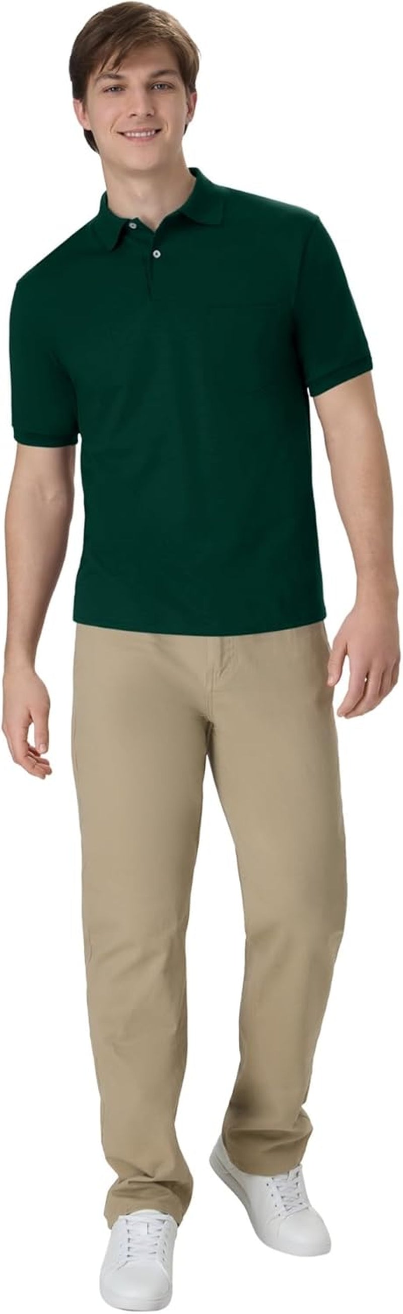 Elevate Your Style with Our Pack of 2 Men's Short Sleeve Jersey Pocket Polos in Deep Forest