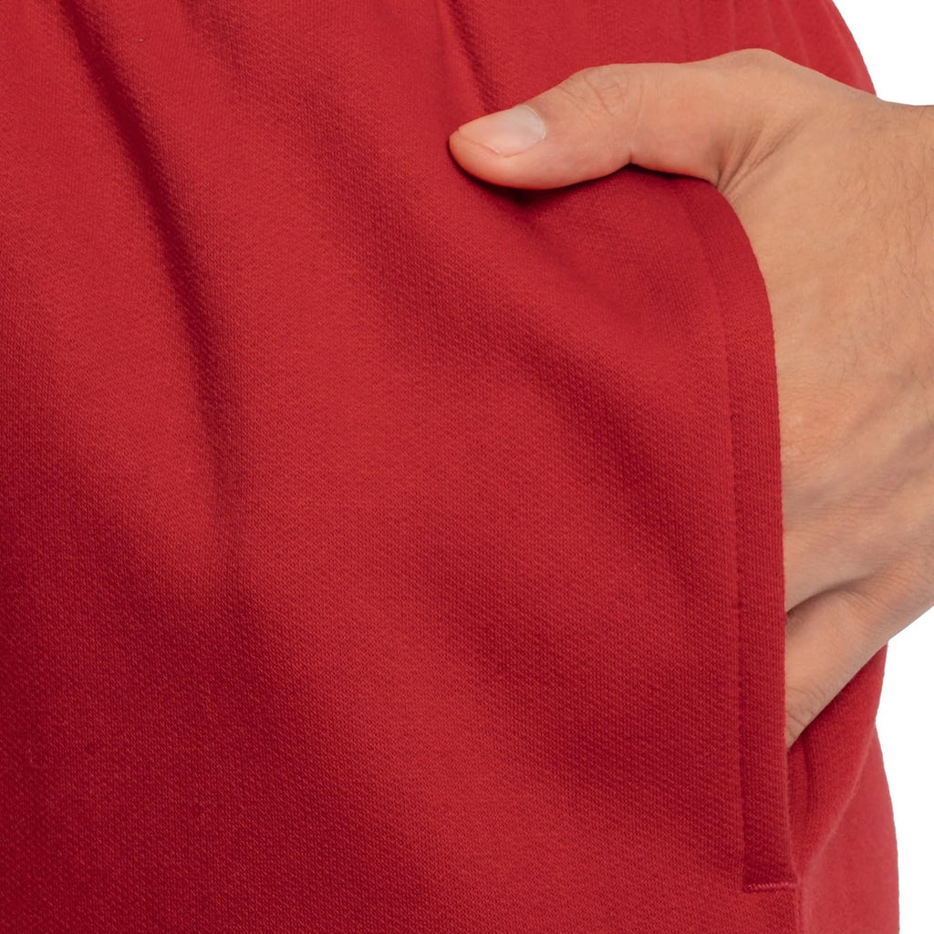 Elevate Your Comfort: Eversoft Red Fleece Sweatpants with Pockets - Relaxed Fit, Moisture-Wicking & Breathable